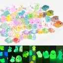 Tiny Resin Animal Mini Garden Figurines Decor Ornament for DIY Aquarium Accessories Luminous Dog Duck Glow in The Dark 60pcs