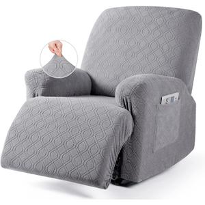 VANSOFY Oversized Recliner Chair Cover,4Pieces Stretch Recliner Covers for Recliner Chair Soft Reclining Chair Slipcover with polyester & spandex material,Furniture Protector for Dogs Cats(Light Gray) (1 Seater--X Large)