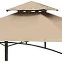 Tanxianzhe Grill Gazebo Replacement Canopy Top Cover 5×8 Double Tiered BBQ Roof ONLY FIT for Gazebo Model L-GG001PST-F (Beige)