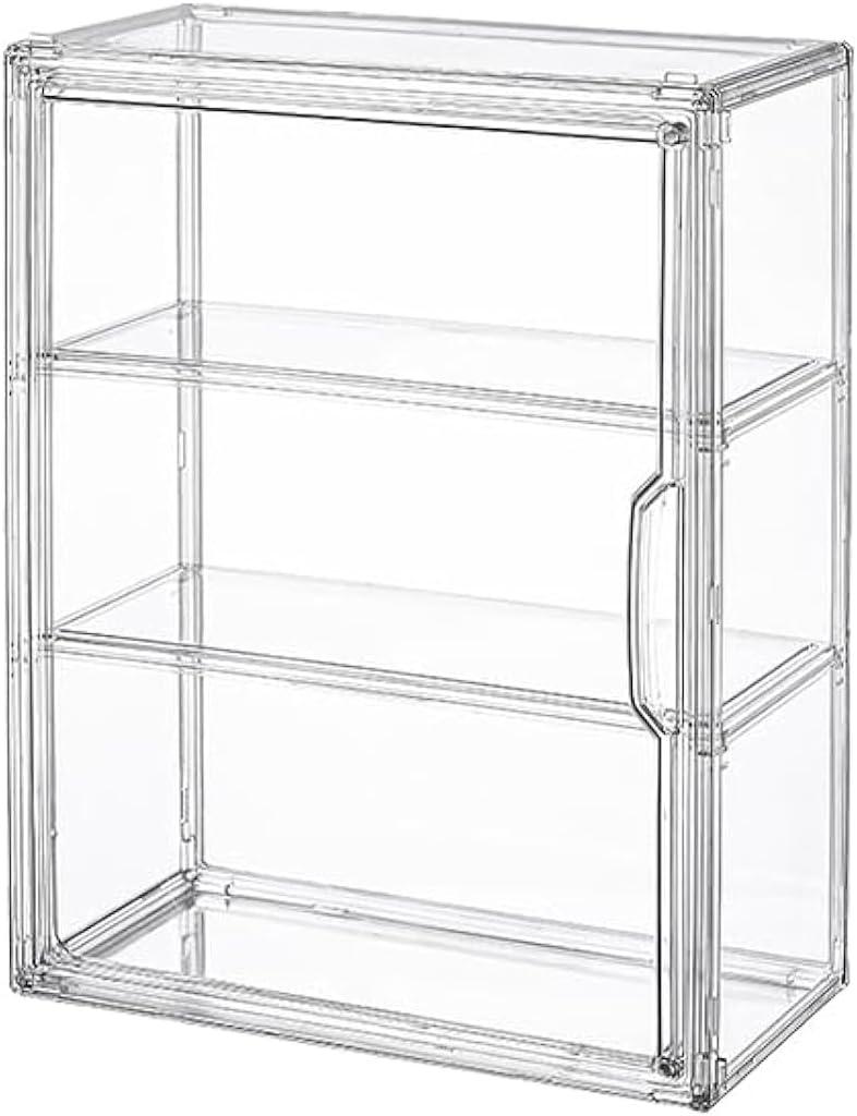BOHOIDEE 3 Tiers Clear Display Case for Figures, Acrylic Storage Organizers Box with Magnetic Door, Wall-Mounted Dustproof Showcase for Collectibles Action Figure