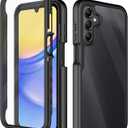 wahhle Compatible with Samsung Galaxy A15 5G Case, Built in Screen Protector Full Body Shockproof Slim Fit Bumper Protective Phone Cover for A15 4G/5G Men Women-Black/Clear