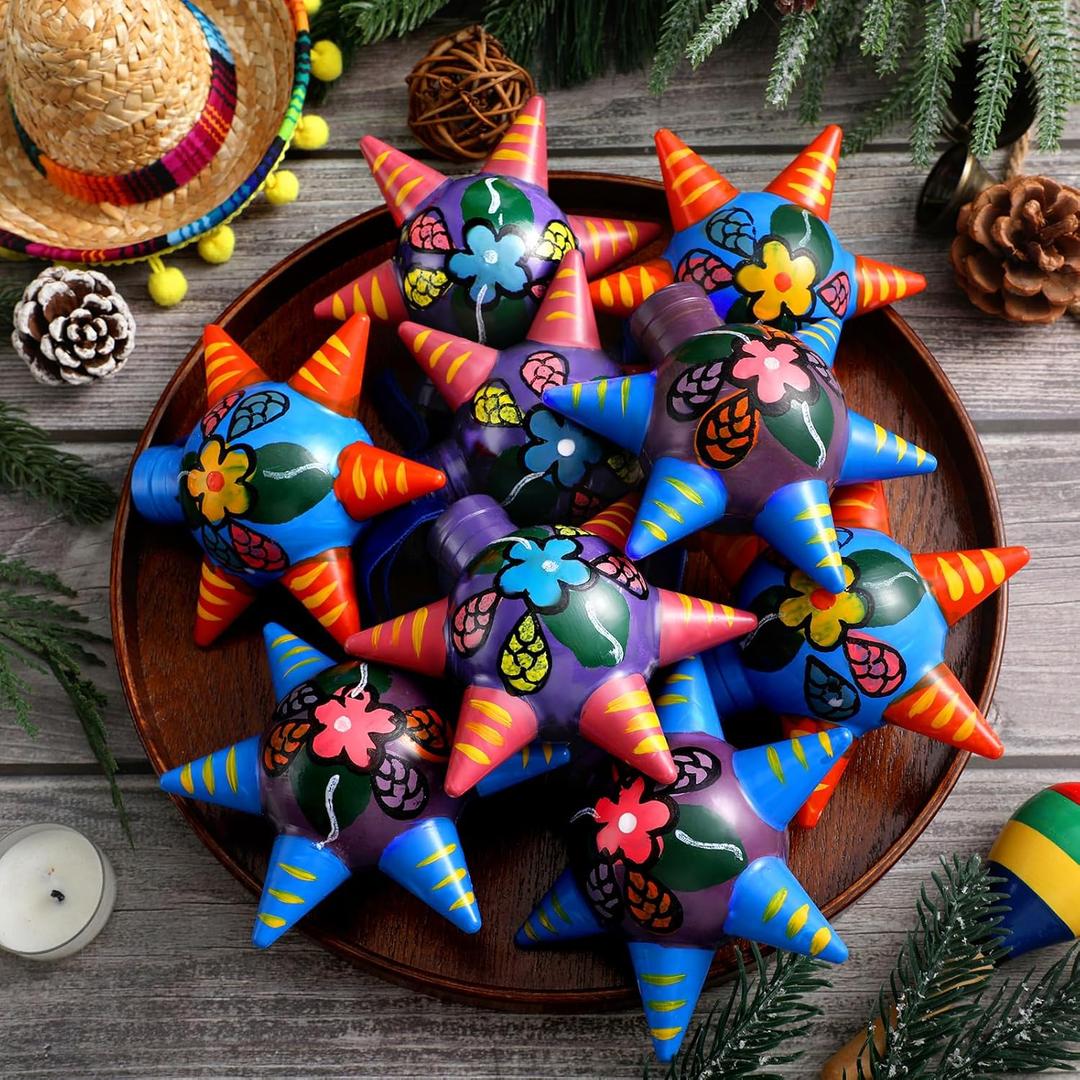 Simgoing 9 Pcs Piñata Talavera Mexican Ornaments Cinco De Mayo Decorations Hand Painted Five Pointed Ornaments Plastic Mexican Tree Decorations for Fiesta Party Crafts Home Decor (Bright Color)