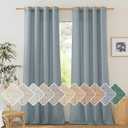NICETOWN Flax Semi Sheer Stone Blue Linen Curtains for Living Room, Grommet Vertical Drapes Thick Linen Curtains Privacy Added with Light Filtering for Villa/Bedroom, W55 x L96, 1 Pair