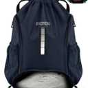 BROTOU Soccer Drawstring Backpack, Basketball Bag, Volleyball Football Bags with Ball and Shoe Compartment (Style 1, Navy Blue)