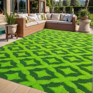 Realistic Artificial Grass Rug Modern Area Rug, Large Floor Mat Astro Turf Rug 3.3 Feet x 8.2 Feet Fake Grass for Camping, RV Mat for Outdoors, RV, Patio, Backyard, Deck, Picnic, Beach