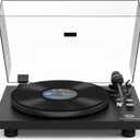 Record Player Wireless Output Turntable Carbon Fiber Tonearm Vinyl Player Aluminium Platter Belt-Drive LP Turn Tables 2 Speed RPM Phono RCA Line Output AT-3600L MM Cartridge Audio Sound Pure Black