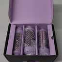Heated Round Brush, Thermal Brush with 3 Detachable Heads for Short to Long Hair, 5 Temprature Settings Fast Heating Create Sleek Straight Hair/Bouncy Curls, Dual Voltage, Lilac
