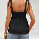 Tankaneo Womens Cute Tank Tops Summer Casual Peplum Babydoll Square Neck Tie Strap Backless Shirts, Size XL