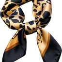 Clysoru Scarfs For Women Vibrant Colors Scarves Lightweight And Silky Square Scarf 27.5 * 27.5 in (Black Coffee Leopard Print)