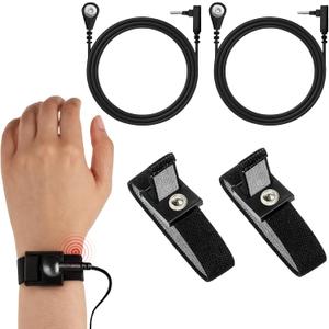 Grounding Wristband & Cable - ESD Wrist Strap Kits Compatible with TENS EMS Units, Wrist Circumference 7", 15 Feet Length Cable (Black)