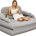 JEASONG Inflatable Chair Air Couch with Air Pump, Camping Air Mattress Blow Up Inflatable Sofa Bed with Backrest, Multi-Mode Use, Easy to Storage