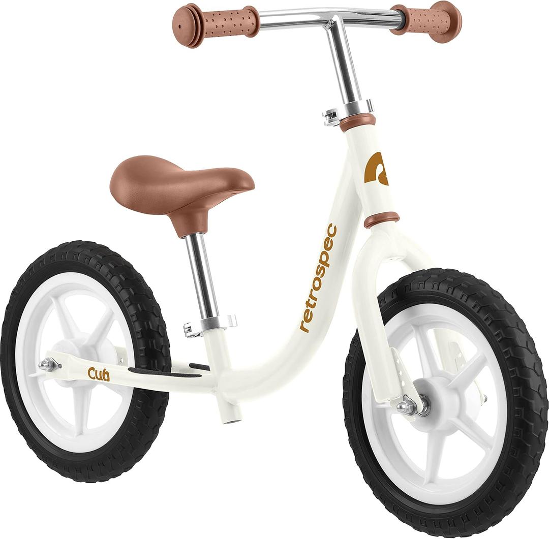 Retrospec Cub Toddler Balance Bike for Ages 18 Months - 3 Years - 12in No-Pedal Beginner Bicycle with Adjustable Seat, Puncture-Proof Tires & Safe Low Frame Design, One Size