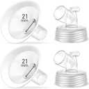 2 Packs 21mm Flange Set, Updated Soft Rim Shield and Wide Mouth Base Connector Pump Parts for Spectra S2 Spectra S1 9 Plus Breastpumps Accessories, 106 Degree Wider Opening Angel