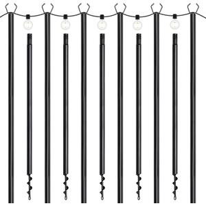 6 Pack String Light Poles for Outdoor, 10 ft Outside String Light Pole Hanging Party Wedding Decorations for Lawn, Backyard, Garden