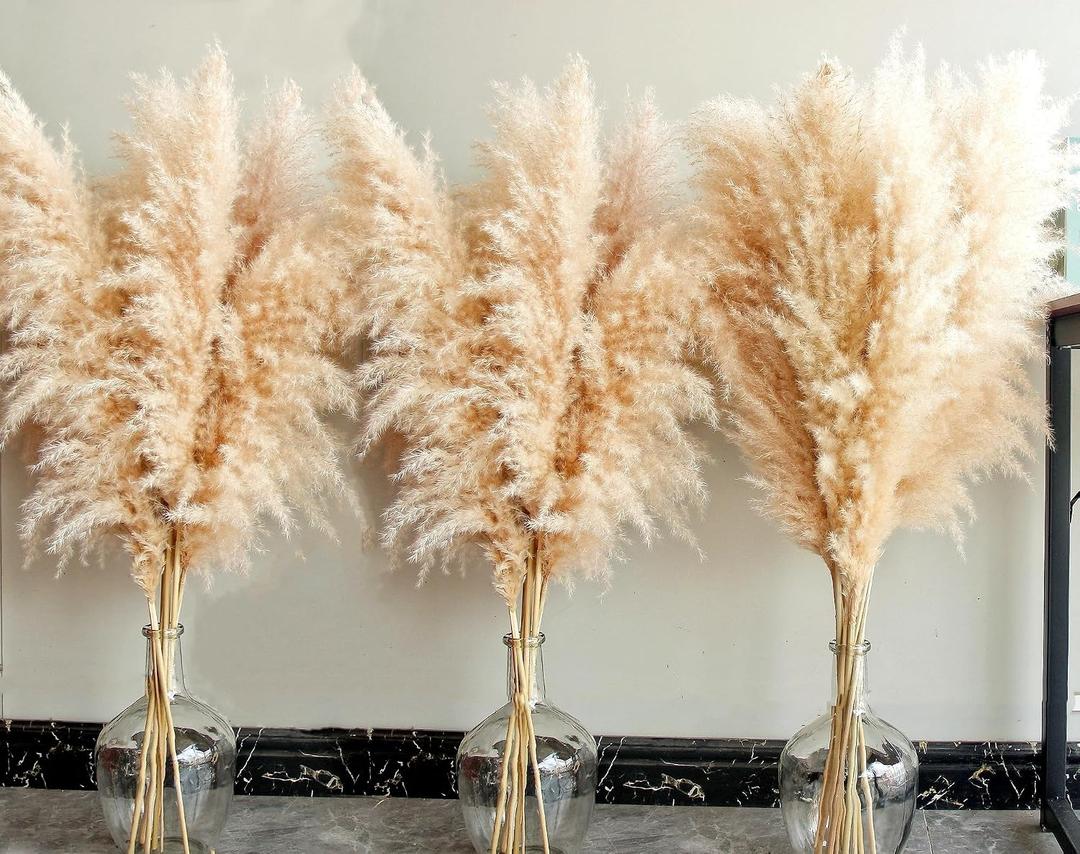 40" Tall Pampas Grass 16 Stems Natural Pompas Grass for Wedding, Party, Farmhouse, and Boho Home Decor