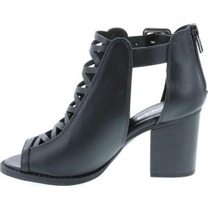 Soda Aran ~ Women Open Toe Crisscross Straps Back Zipper High Heel Fashion Sandal with Adjustable Ankle Strap, Black, Size 6