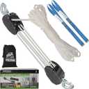 XSTRAP Rope Hoist Pulley System, 2000LBS Breaking Strength Heavy-Duty Block and Tackle with 50FT Rope & 2 Soft Loops, 5:1 Lifting Power Pulley Hoist for Tree Cutting, Attic Lift (Upgraded White)