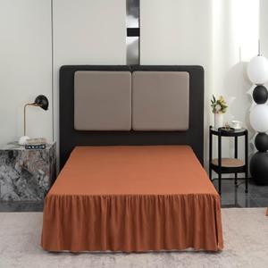 Terracotta Bed Skirt King Size Ruffled Bed Skirt with Split Corners, 12 Inch Drop Dust Ruffle Bed Skirts with Platform, Terracotta
