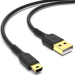 3ft Mini USB Cable, Standard USB 2.0 to Mini B Male Charger Cord Durable USB Mini to USB Charging Cable Compatible with PS3 Controller, MP3 Player, Camera, Dash Cam, Garmin GPS, Hero 3+(Black)
