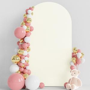 Wokceer 7.2FT Wedding Arch Backdrop Cover Spandex Fitted Ivory Arch Covers Round Top Chiara Arches Backdrop Cover for Birthday Party Ceremony Banquet Decoration