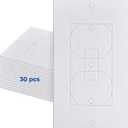 Wall Insulation Outlet Insulators Draft Sealers, 30 Pack Electrical Outlet Insulation Pads, EVA Foam Gasket for Wall, Light, Switch Socket Cover Compatible with Duplex Toggle Rocker (30Pack White)