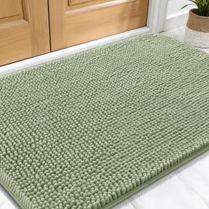 OLANLY Dog Door Mat for Muddy Paws, 1'8" x 2'6" (20 x 30 Inches), Absorbs Moisture and Dirt, Non-Slip Washable Doormat, Quick Dry Chenille Mud Mat, Entryway Carpet for Indoor Floors, Sage Green