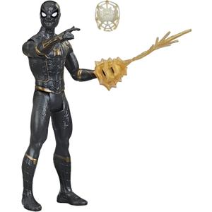 Marvel Spider-Man 6-Inch Mystery Web Gear Black and Gold Suit Spider-Man Action Figure, Includes Mystery Web Gear Armor Accessory and Character Accessory, Ages 4 and Up