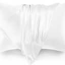 Love's cabin Satin Pillowcase Set of 2 King Size 20x36, Cooling Pillow Covers for Hair and Skin, Silky Smooth with Envelope Closure, Similar to Silk, White