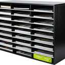 EasyPAG 27 Compartments Wooden Literature Organizer with Adjustable Shelves, 13500 Sheets Capacity Paper Organizer, Classroom Mailbox and Mail Sorter for Teachers and Office, Black/White