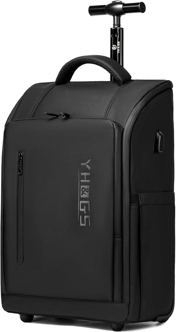 Rolling Backpack Waterproof Commuter Backpack with Wheels for Business, Laptop Compartment for 17.3-Inch Laptop, Wheeled Carry-On Bag for Adults