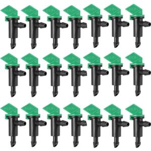 Lxcom Lighting 100 Pack 4 GPH Flag Drip Emitter Drip Emitters 16L/H Emitter Sprinkler Drippers System Parts Connect 4mm/7mm Hose for Lawn Vegetables Garden (Green)