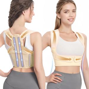 Posture Corrector for Women, Adjustable Upper Back Brace for Neck Shoulder Support, Comfortable Back Straightener for Hunchback & Slouching, Invisible Under Clothes(Beige,Large)