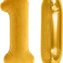 4 x 40 Inch Number 1 Balloon, Large Gold Number Balloons for Boy Girls 1st Birthday Decorations, Flocked Velvet Matte Foil Birthday Balloon 0-9 for Women Men, Giant Number 1, Anniversary Supplies