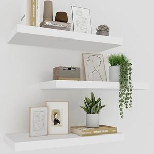 Upassion White Floating Shelves for Wall Set of 3, 16" White Shelves for Home Decor, Frame Display Wall Mounted Floating Shelf for Living Room, Bedroom, Bathroom, Kitchen