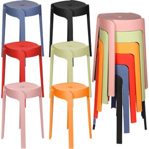 Nosiny 6 Pack Plastic Stackable Stools 18 Inch Portable Nesting Stack Stools Round Colorful Backless Bar Seating for Home Party Office