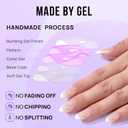 BTArtbox Press On Nails Short - Almond French Tip Press On Nails with Glue for Women, Soft Gel Glue On Nails in 16 Sizes - 32 Stick On Nails Kit, White French