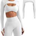 YEOREO Women Crop Top Long Sleeve Bolero Open Front Workout Cropped Shirts Sports Shrug Small