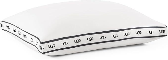 UGG Standard/Queen Bed Pillow – Gusseted Down Alternative Pillow, Medium Firm Sleeping Pillows, Premium Luxury Home Decor Hypoallergenic Pillow for Queen Bed, White (Devon)