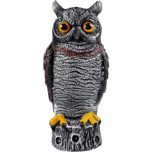 Hausse Fake Owl Decoy Bird Scarecrow Sculpture, 13.6 Inch Plastic Horned Owl Bird Deterrents, Garden Protectors, Nature Enemy Pest Repellent for Outdoor Garden Yard