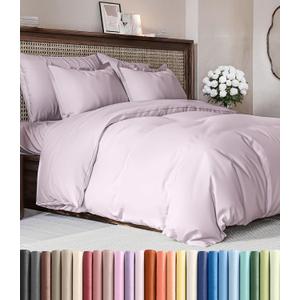 Duvet Cover Queen Size Set - Extra Soft Queen Size Duvet Cover 90 x 90 with 2 Pillow Shams - Hotel Luxury Easy Care and Fade Free w/Zipper Closures & Ties - Breathable Bedding Set (Light Lavender) (37 - Light Lavender (No Comforter))
