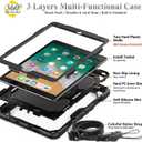 BMOUO Case for iPad 6th/5th Generation Case (9.7 inch, 2018/2017), 360Rotating Stand, Hand/Shoulder Strap Shockproof iPad 9.7 Case for iPad Air 2, Black