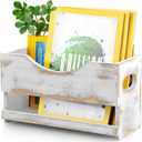 DRASTAR Magazine Holder, Bathroom Magazine Rack Floor, Wood Magazine Holder, Storage Holder for Book File Newspapers, Retro White