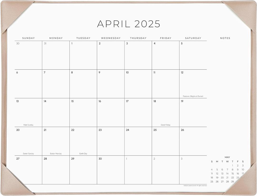 Cabbrix Simplified Desk Calendar 2025-2026, 21x16-1/2 inch Large Monthly Desktop Calendar with Notes Until to June 2026 for Home Office School (Apricot)