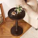 Yusong Round Side Table, Drink Table for Small Spaces, Mid-Century Accent End Table Nightstand Bedside Table for Living Room, Bedroom, Corners, and Office (Walnut)