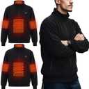 2 Pcs Heated Outerwear for Men Women, Unisex Lightweight Fleece USB Electric Heated Jacket Clothing with Adjustable 3 Heating Levels for Winter Outdoor, L (Battery Pack Not Included)
