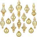 Glass Christmas Ball Ornaments Mercury Glass Drop Ornaments Holiday Trees Wreaths & Garland Decor Gold Color Size: 1.57''-5.39''(17 Pieces)