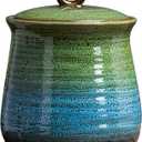 40 OZ Cookie Jar,Dog Treat Jar, Kitchen Canisters for Countertop for Food Storage Coffee, Tea,Flour, Beans, Spices, Nuts and More Ceramic Jar with Lid (Green and Blue)
