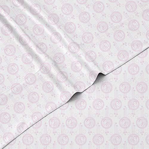 Kids Rule 3-Piece Pink Unicorn Pendant Sheet Set | 1 Twin Flat Sheet, 1 Twin Fitted Sheet & 1 Queen Pillowcase | 100% Softly Brushed Microfiber Polyester | Soft, Smooth & Durable | Ideal for Kids