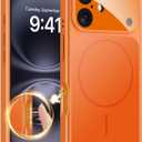 TOBOVON Magnetic for iPhone 16 Case with Camera Lens Protector, Compatible with MagSafe, Camera Control Button, Slim Shockproof Phone Cover for iPhone16, Orange