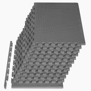 ProsourceFit Weaved Pattern Extra Thick Exercise Puzzle Mat 1-inch, EVA Foam Interlocking Tiles for Protective, Cushioned Flooring for Home and Gym Equipment; Gray, 48 SQ FT, 12 Tiles